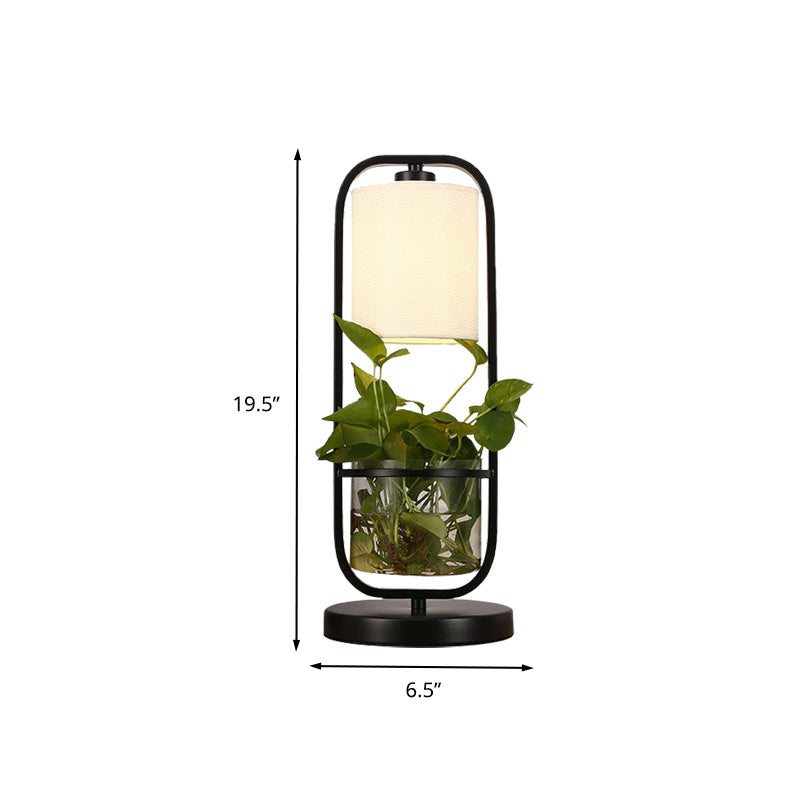 Rectangular Metal Night Table Light Antique LED Living Room Nightstand Lamp in Black