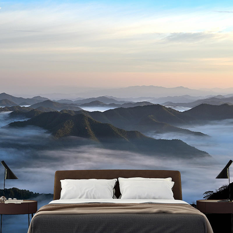 Mountain Landscapes Mural Moisture Resistant Wall Covering for Living Room