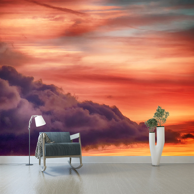 Cloud Landscapes Photography Mural Moisture Resistant Wall Covering for Living Room