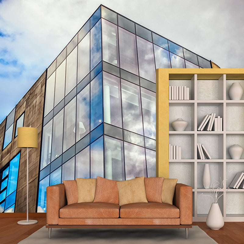 City Construction Modernization Mural Moisture Resistant Wall Covering for Wall Decor