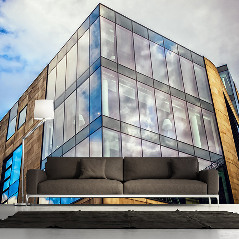 City Construction Modernization Mural Moisture Resistant Wall Covering for Wall Decor