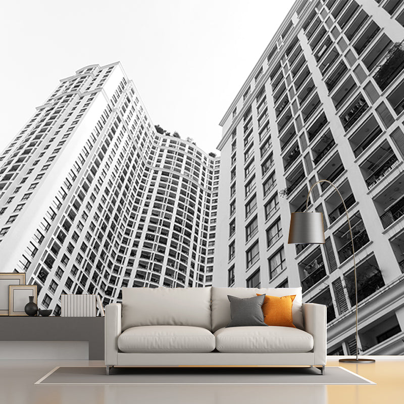 City Construction Modernization Mural Moisture Resistant Wall Covering for Wall Decor