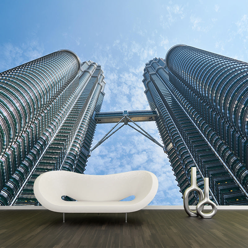 City Construction Mural Wallpaper Mildew Resistant Modern Bedroom Decoration