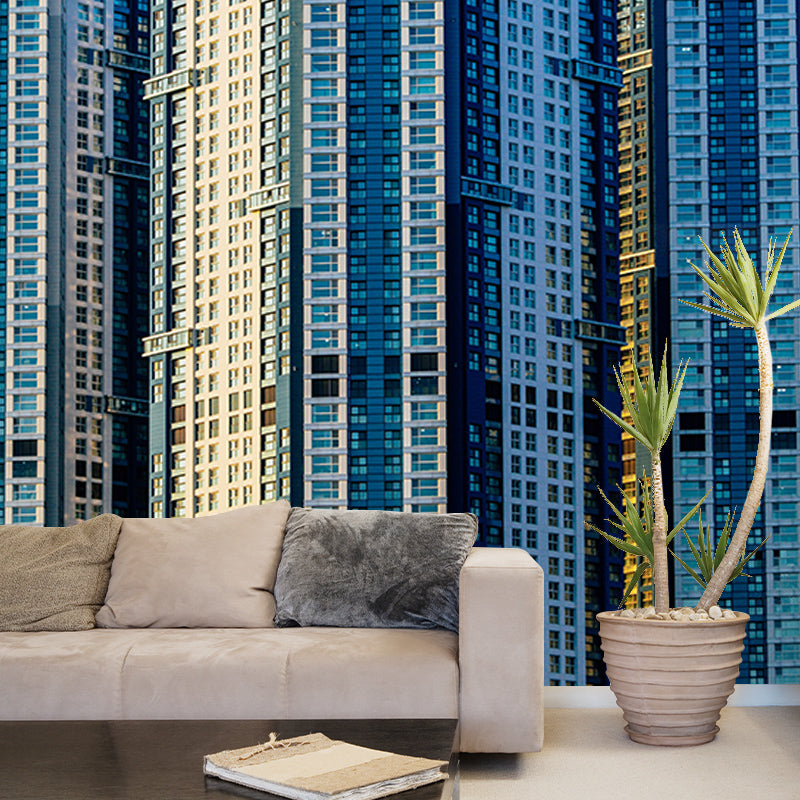 City Construction Mural Wallpaper Mildew Resistant Modern Bedroom Decoration