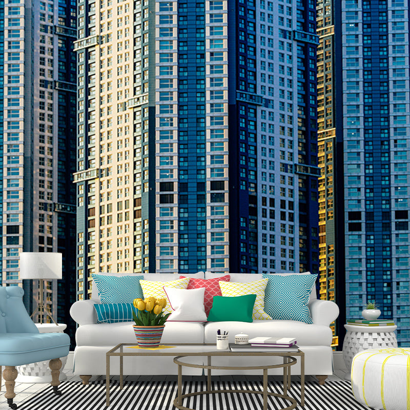 City Construction Mural Wallpaper Mildew Resistant Modern Bedroom Decoration