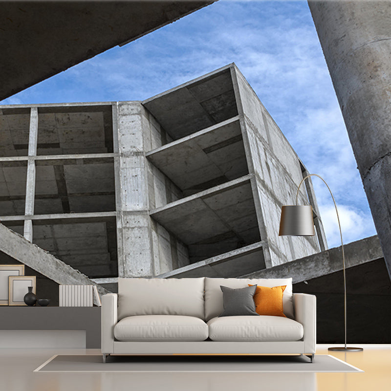 Customized City Construction Mural Modernization Wall Covering for Bedroom