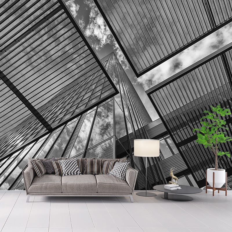 City Construction Mural Wallpaper Mildew Resistant Modern Meeting Room Decoration