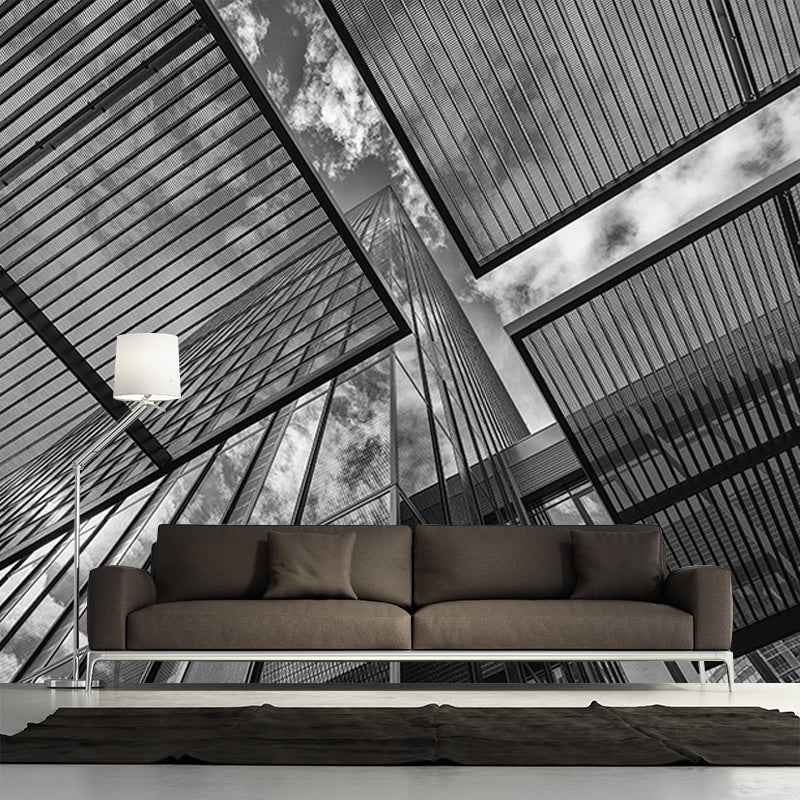 City Construction Mural Wallpaper Mildew Resistant Modern Meeting Room Decoration