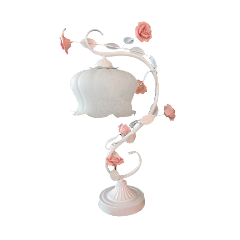 Table à verre blanche festonnée Style country léger 1 Hier-chambre LED LED LED-LAVIER DES ROSE