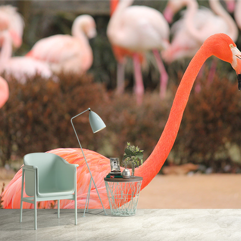 Tropical Flamingo Moisture Resistant Mural Decal Modern Wall Decor for Sleeping Room