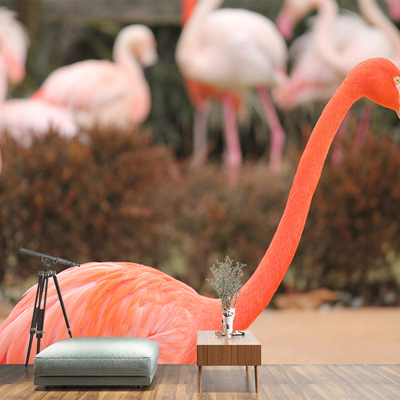 Tropical Flamingo Moisture Resistant Mural Decal Modern Wall Decor for Sleeping Room