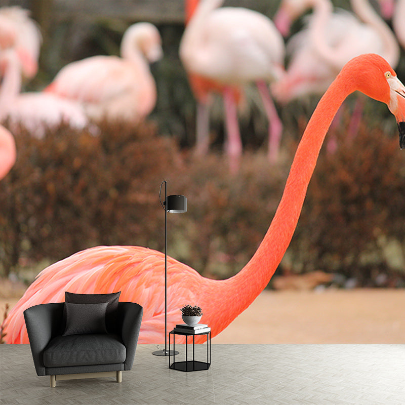 Tropical Flamingo Moisture Resistant Mural Decal Modern Wall Decor for Sleeping Room