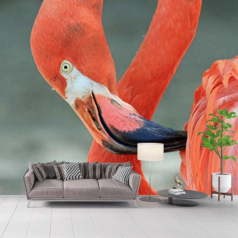 Tropical Flamingo Moisture Resistant Mural Decal Modern Wall Decor for Sleeping Room