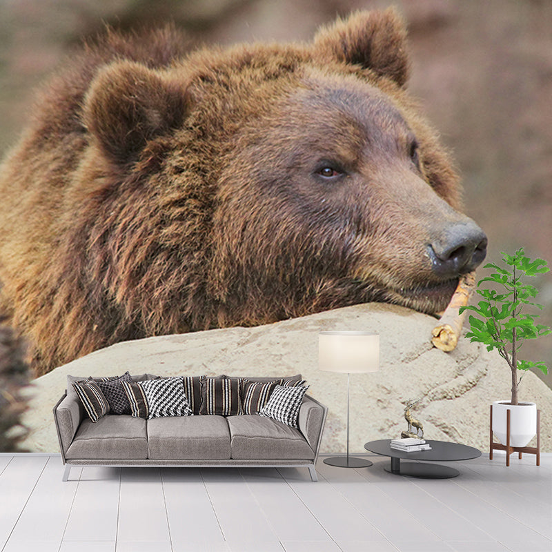 Dumb Bear Wall Covering Waterproof Mural Wallpaper for Living Room, Made to Measure