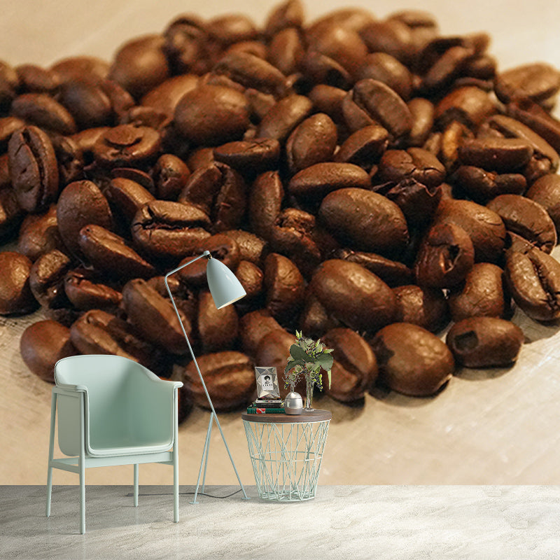 Brown Color Coffee Beans Mural Wall Eco-friendly Material Covering Coffee Shop