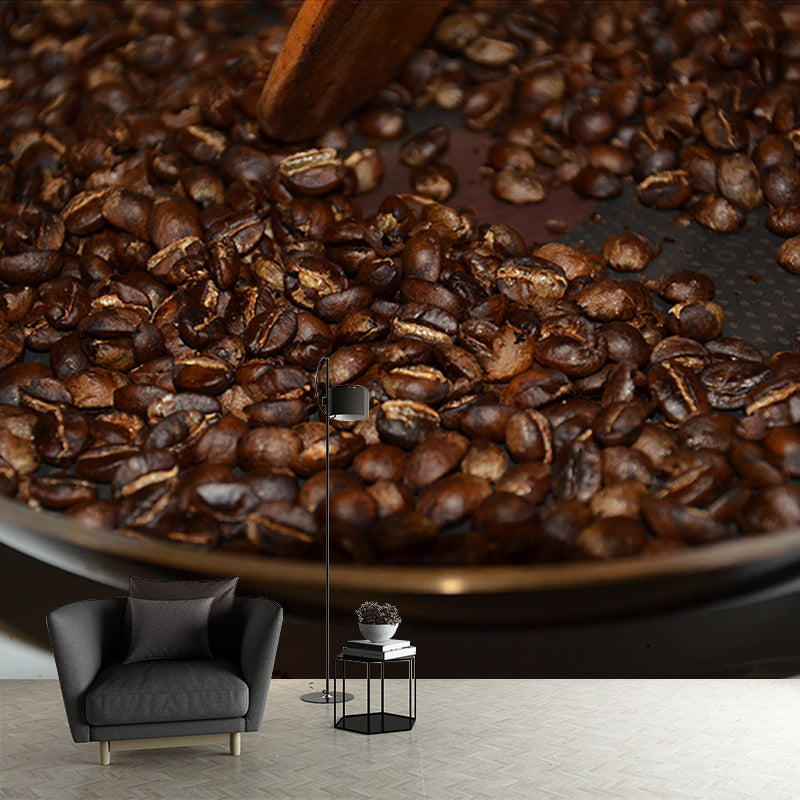 Brown Color Coffee Beans Mural Wall Eco-friendly Material Covering Coffee Shop
