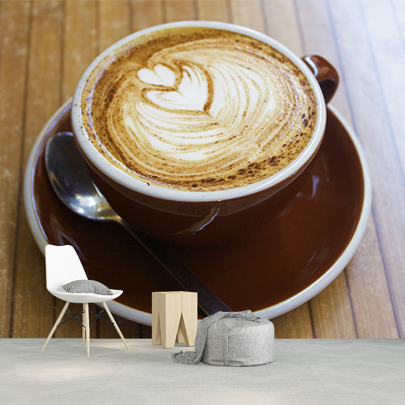 Modern Fragrant Coffee Mural Wallpaper for Decoration, Moisture Resistant