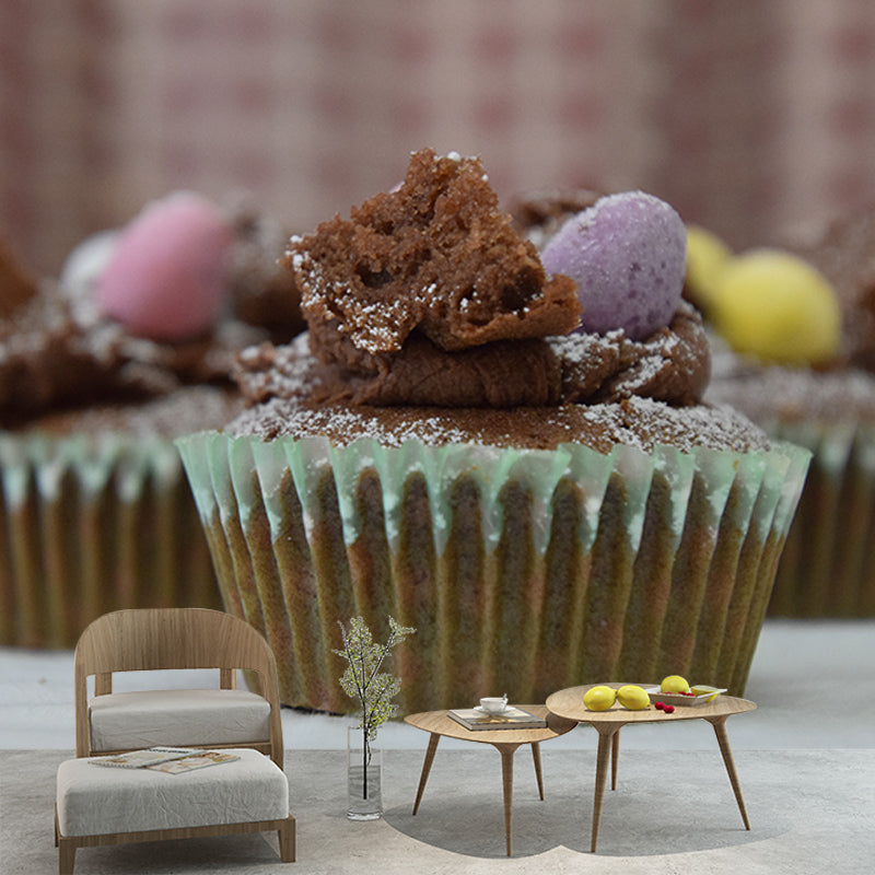 Yummy Muffin Dessert Mural Photo Wall Covering for Dessert Shop Baking Shop