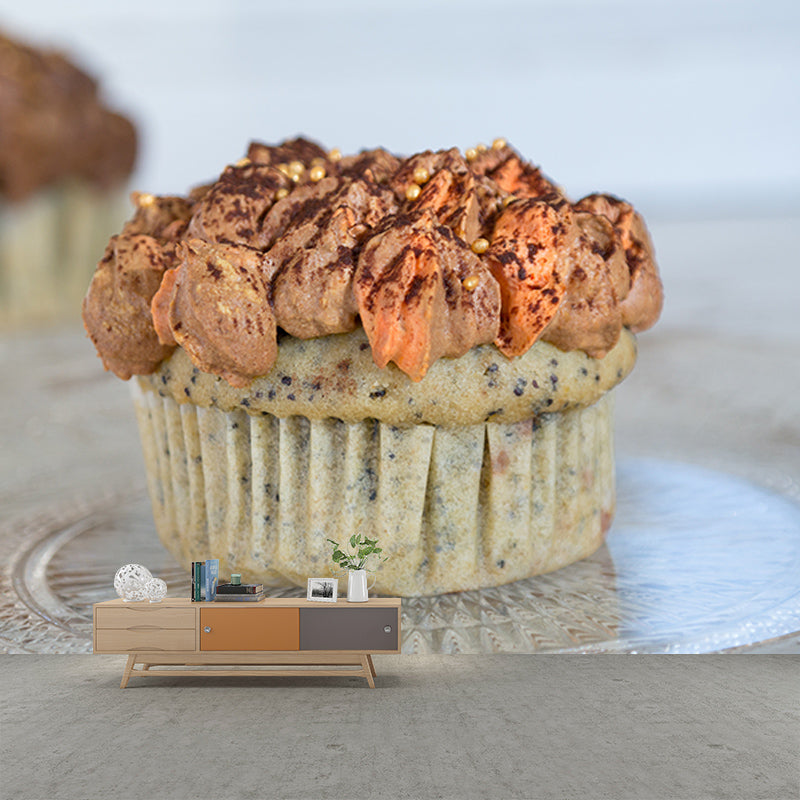 Yummy Muffin Dessert Mural Photo Wall Covering for Dessert Shop Baking Shop