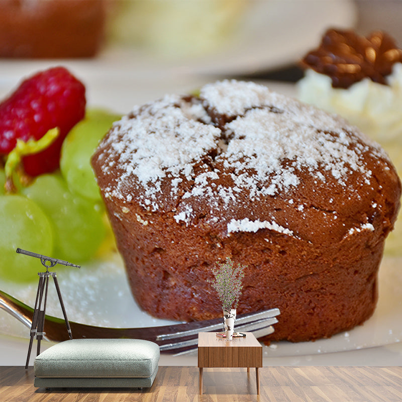 Yummy Muffin Dessert Mural Photo Wall Covering for Dessert Shop Baking Shop