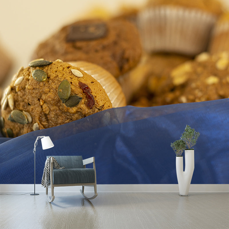 Yummy Muffin Dessert Mural Photo Wall Covering for Dessert Shop Baking Shop