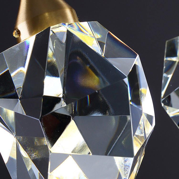Kristallgold LED -Anhänger Licht im modernen künstlerischen Stil Kupfer Geometrische Hanglampe
