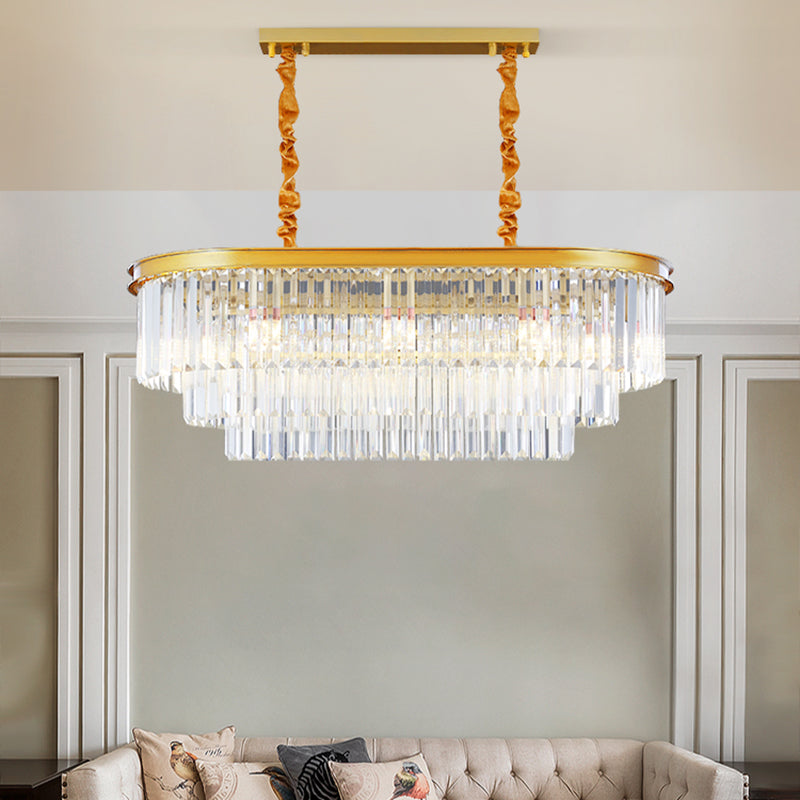 Linear Indoor Island Lighting in Modern Style Crystal Pendant Lighting