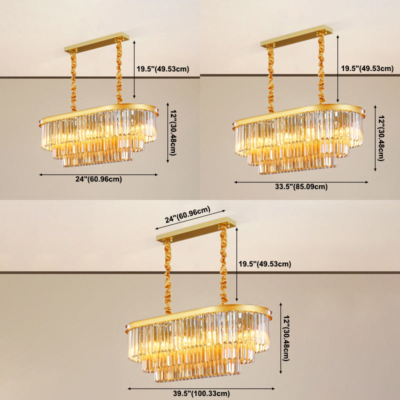 Linear Indoor Island Lighting in Modern Style Crystal Pendant Lighting