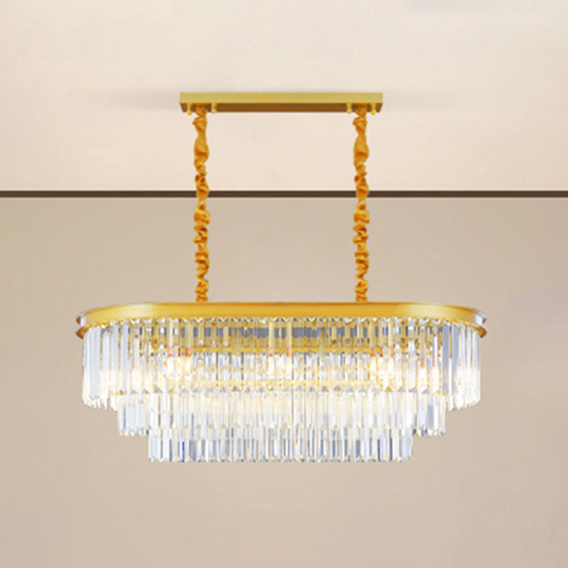 Linear Indoor Island Lighting in Modern Style Crystal Pendant Lighting