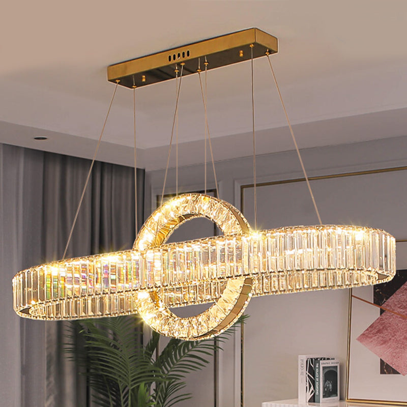 Contemporary Luxury Pendant Lights Crystal 2-Light Island Light in Gold