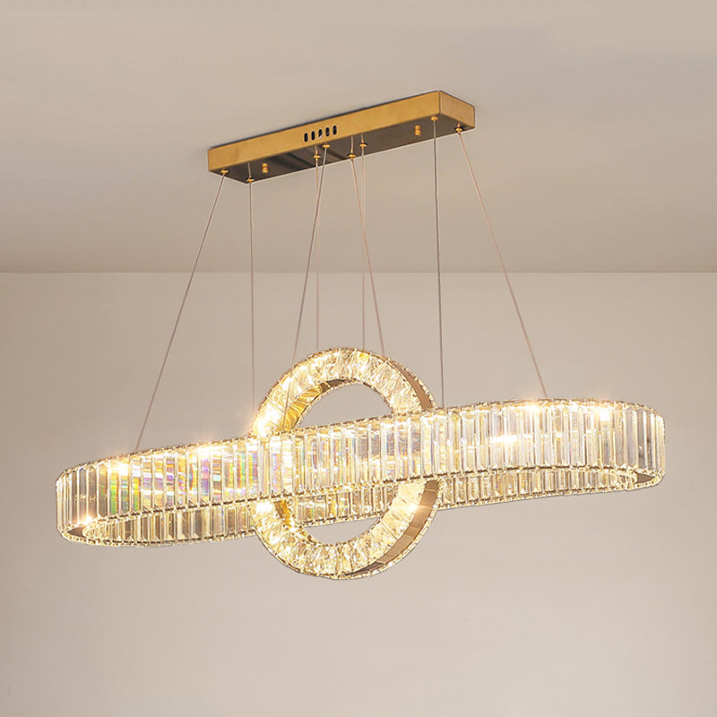 Contemporary Luxury Pendant Lights Crystal 2-Light Island Light in Gold