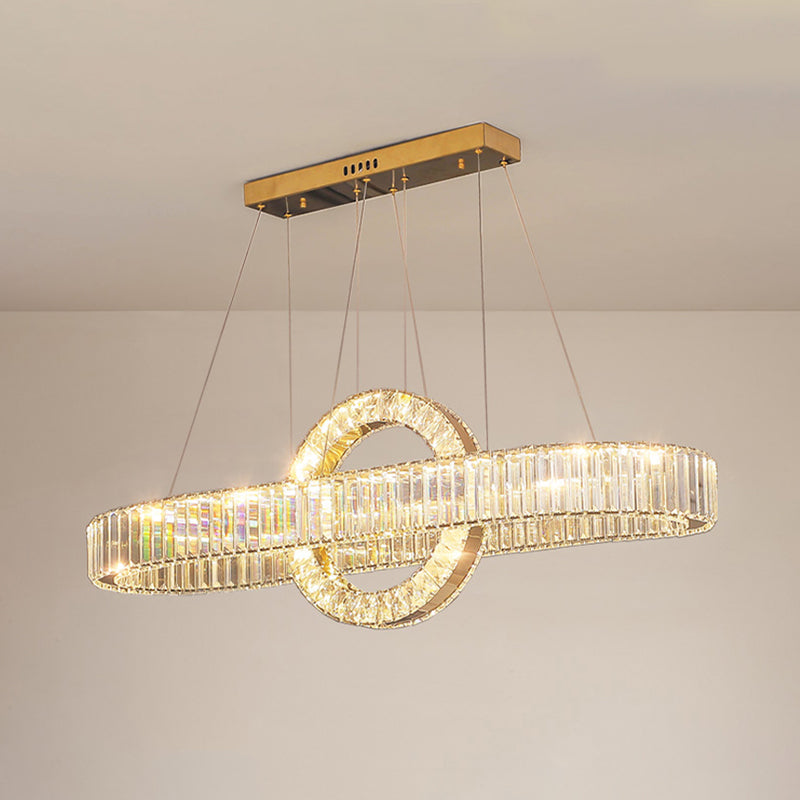 Contemporary Luxury Pendant Lights Crystal 2-Light Island Light in Gold