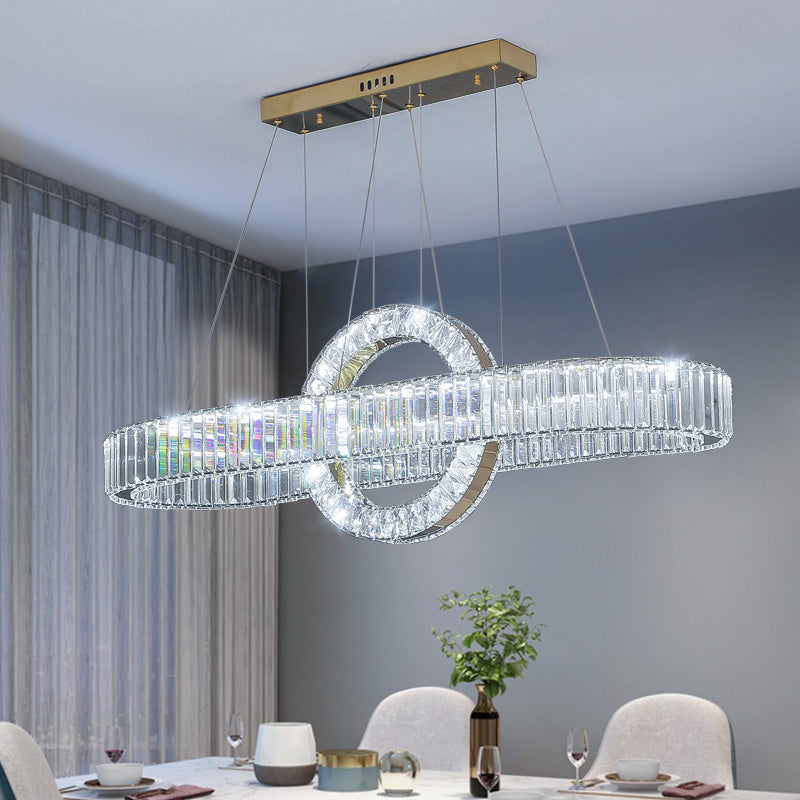 Contemporary Luxury Pendant Lights Crystal 2-Light Island Light in Gold