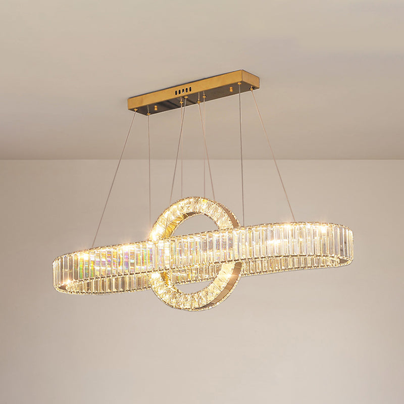 Contemporary Luxury Pendant Lights Crystal 2-Light Island Light in Gold