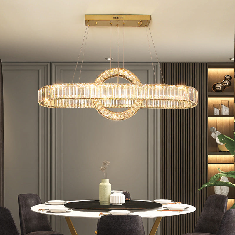 Contemporary Luxury Pendant Lights Crystal 2-Light Island Light in Gold