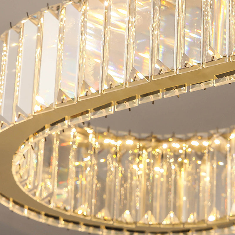 Contemporary Luxury Pendant Lights Crystal 2-Light Island Light in Gold