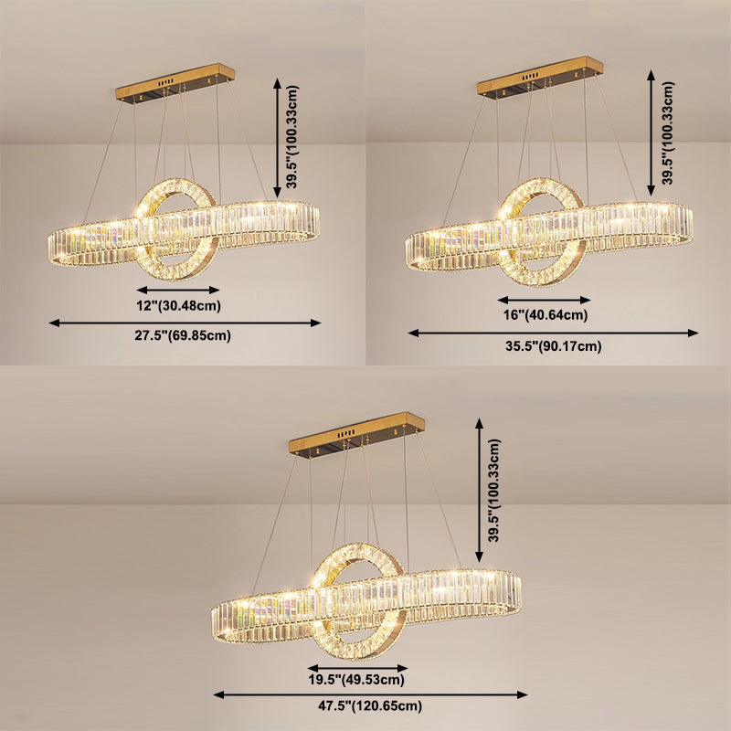 Contemporary Luxury Pendant Lights Crystal 2-Light Island Light in Gold