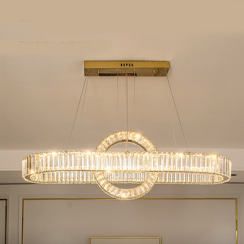 Contemporary Luxury Pendant Lights Crystal 2-Light Island Light in Gold