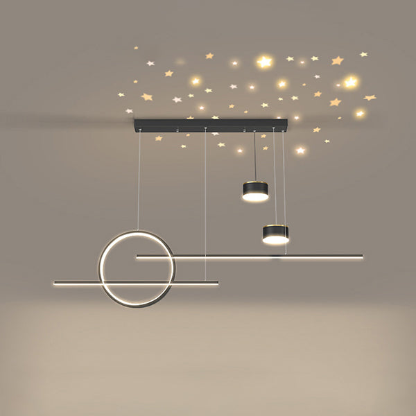 Zeitgenössische lineare Kronleuchterbeleuchtung Metall Island Deckenleuchte für Küche