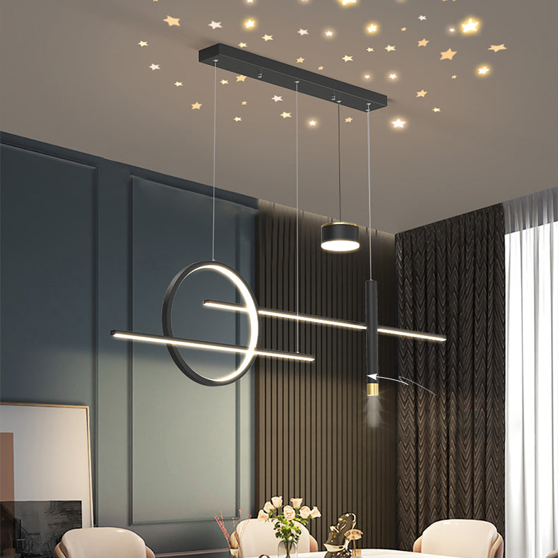 Zeitgenössische lineare Kronleuchterbeleuchtung Metall Island Deckenleuchte für Küche