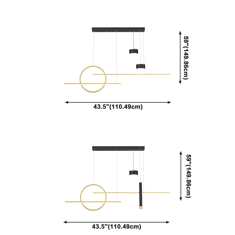 Contemporary Linear Chandelier Lighting Fixtures Metal Island Ceiling Light for Kitchen