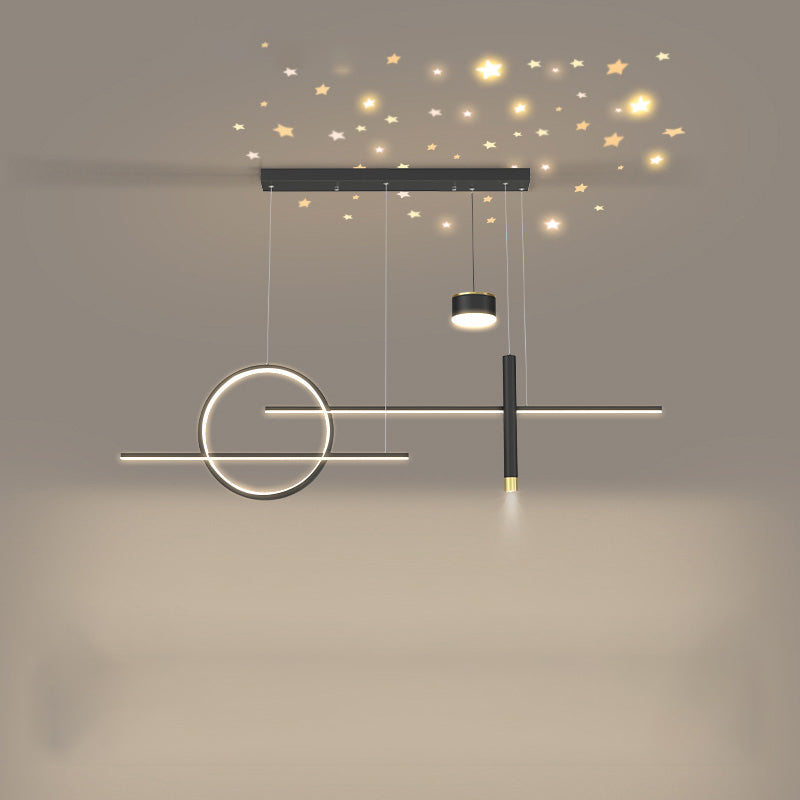 Zeitgenössische lineare Kronleuchterbeleuchtung Metall Island Deckenleuchte für Küche