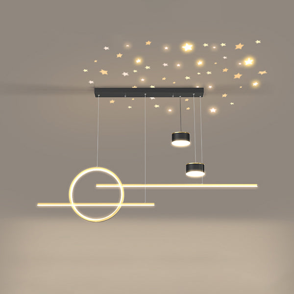 Zeitgenössische lineare Kronleuchterbeleuchtung Metall Island Deckenleuchte für Küche