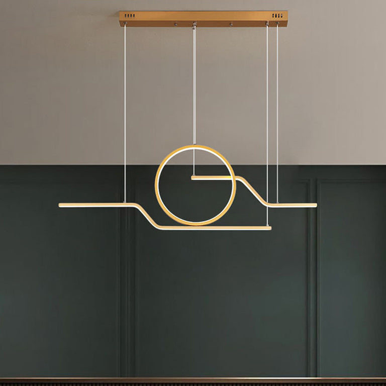 Geometric Island Lighting Modern Metal 3 Light Island Chandelier with Acrylic Shade