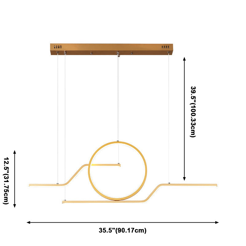 Geometric Island Lighting Modern Metal 3 Light Island Chandelier with Acrylic Shade