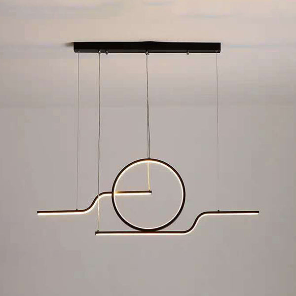 Geometric Island Lighting Modern Metal 3 Light Island Chandelier with Acrylic Shade