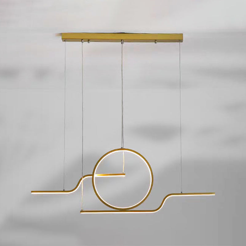 Geometric Island Lighting Modern Metal 3 Light Island Chandelier with Acrylic Shade