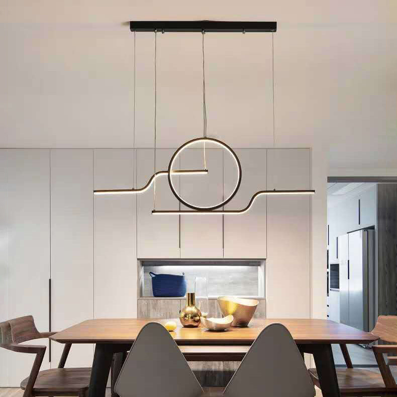 Geometric Island Lighting Modern Metal 3 Light Island Chandelier with Acrylic Shade