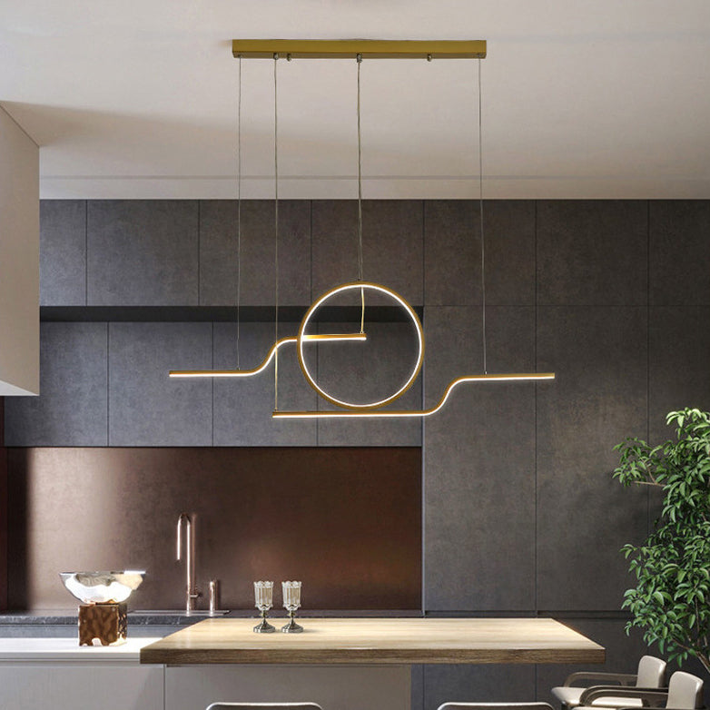 Geometric Island Lighting Modern Metal 3 Light Island Chandelier with Acrylic Shade