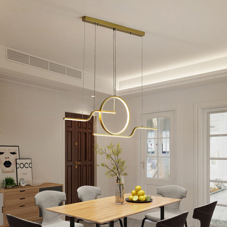 Geometric Island Lighting Modern Metal 3 Light Island Chandelier with Acrylic Shade